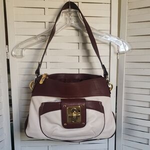 B. Makowsky Brown and Cream Shoulder Bag